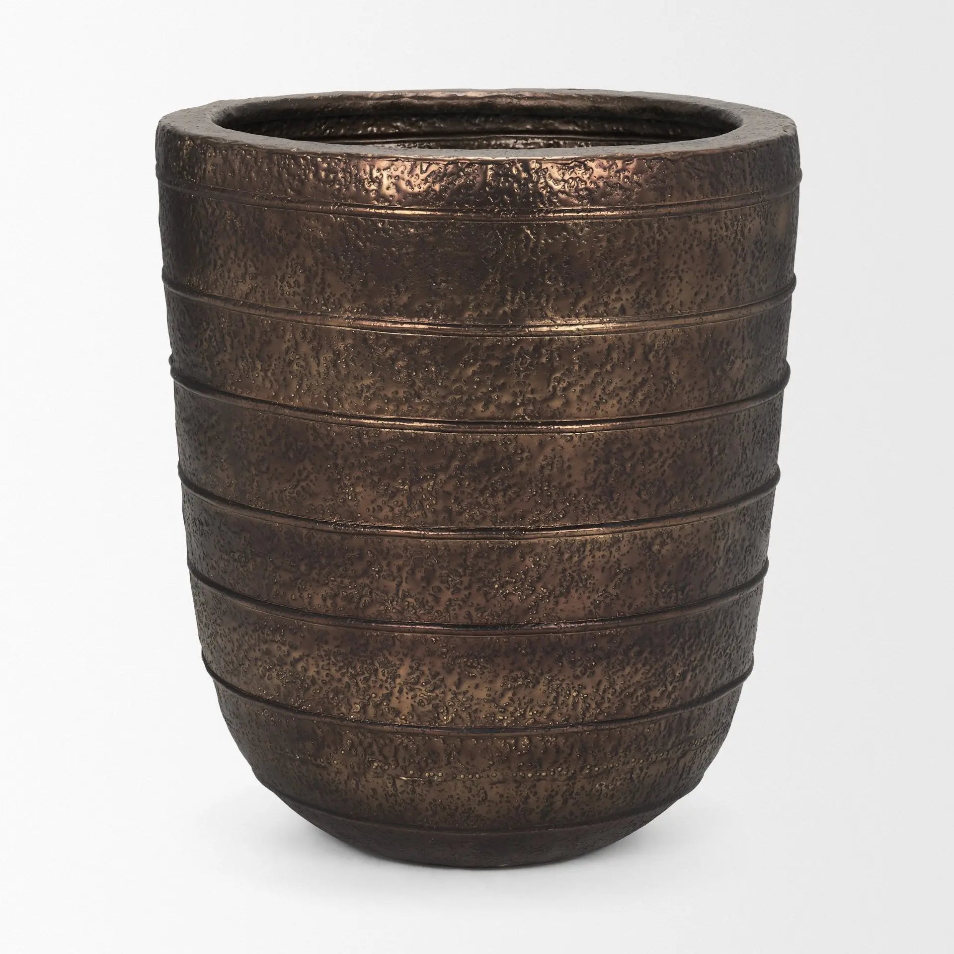 26" Antiqued Brass Metal Round Floor Vase Homeroots Home Decor