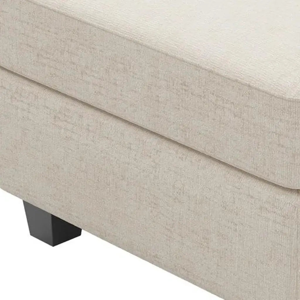 26" Beige and Black Chenille Storage Ottoman Homeroots Living Room