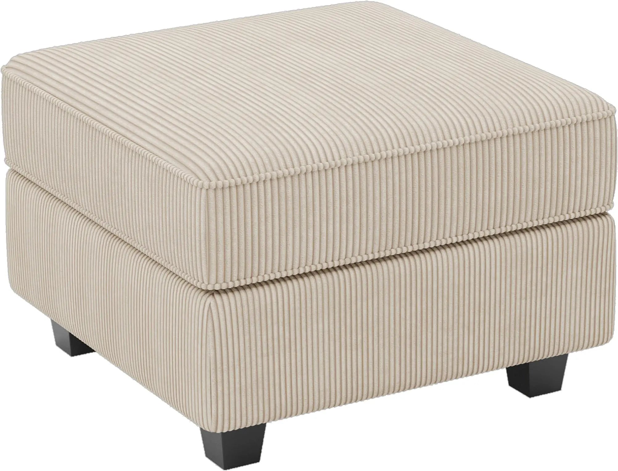 26" Beige and Black Corduroy Storage Ottoman Homeroots Living Room