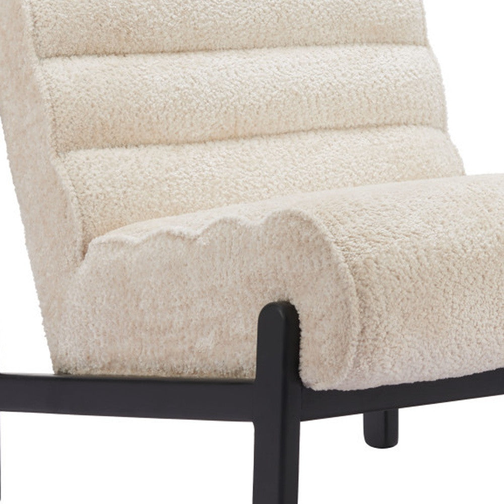 26" Beige and Black Upholstered Side Chair Homeroots Living Room