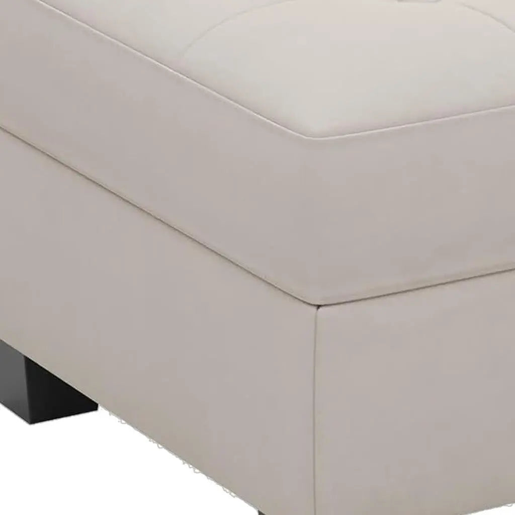 26" Beige and Black Velvet Tufted Storage Ottoman Homeroots Living Room