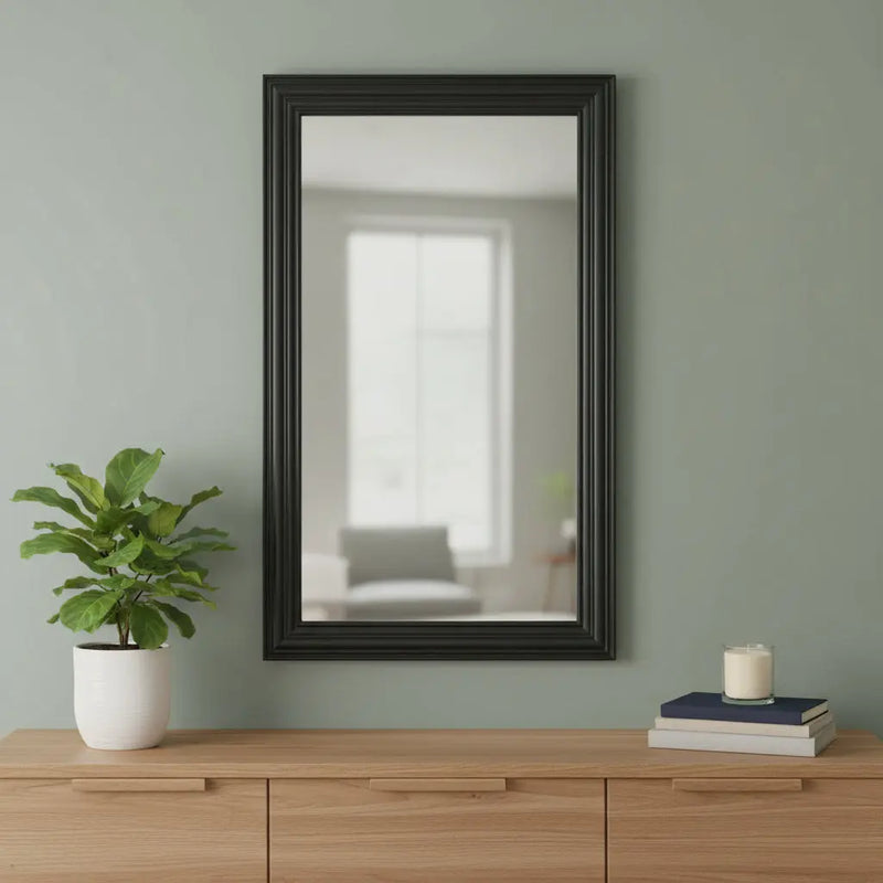 26" Black Beveled Lines Framed Accent Mirror Homeroots Bed & Bath