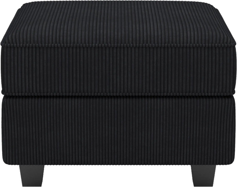 26" Black Corduroy Storage Ottoman Homeroots Living Room