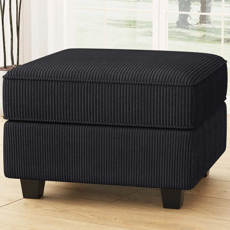 26" Black Corduroy Storage Ottoman Homeroots Living Room