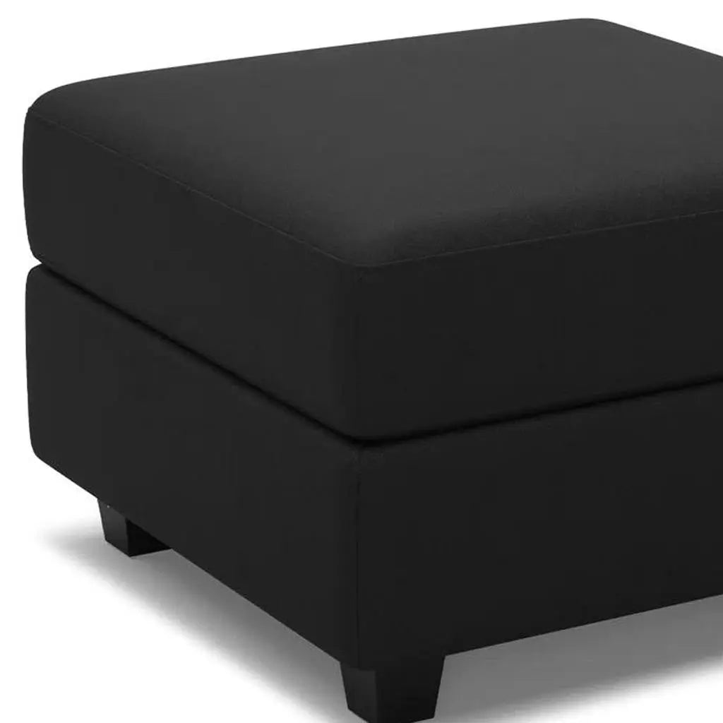 26" Black Faux Leather Storage Ottoman Homeroots Living Room