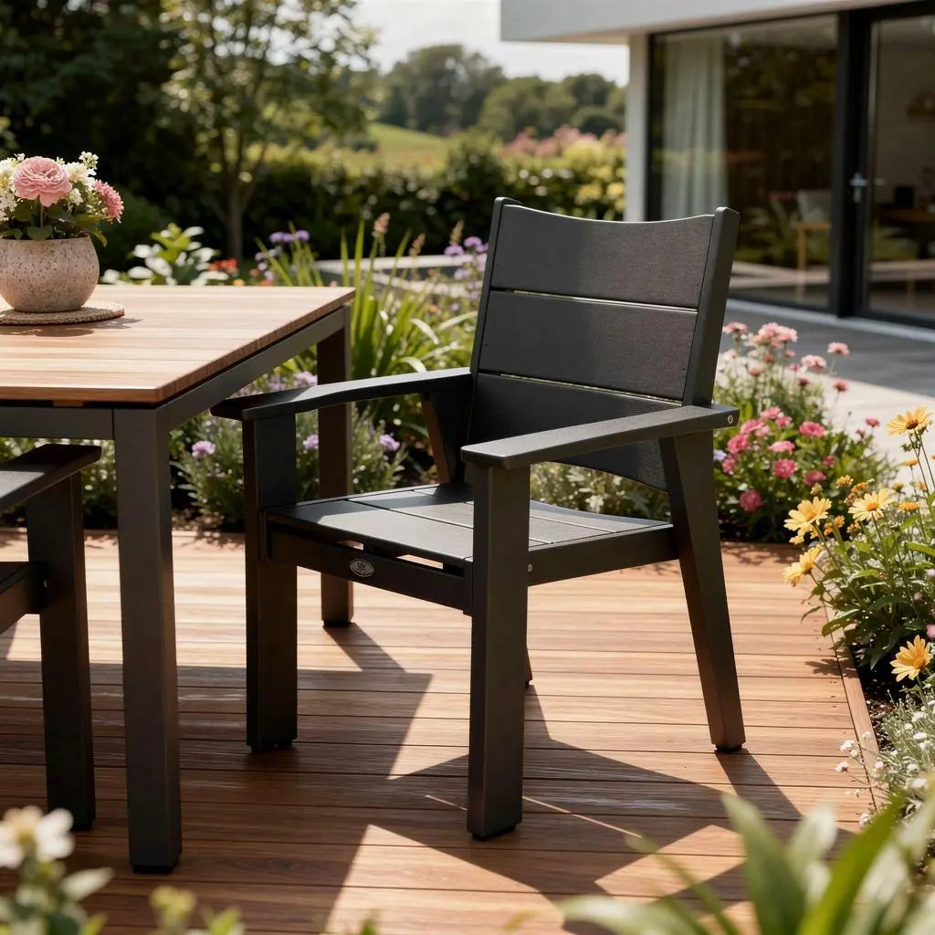 26" Black Heavy Duty Plastic Outdoor Dining Chair Homeroots Outdoor