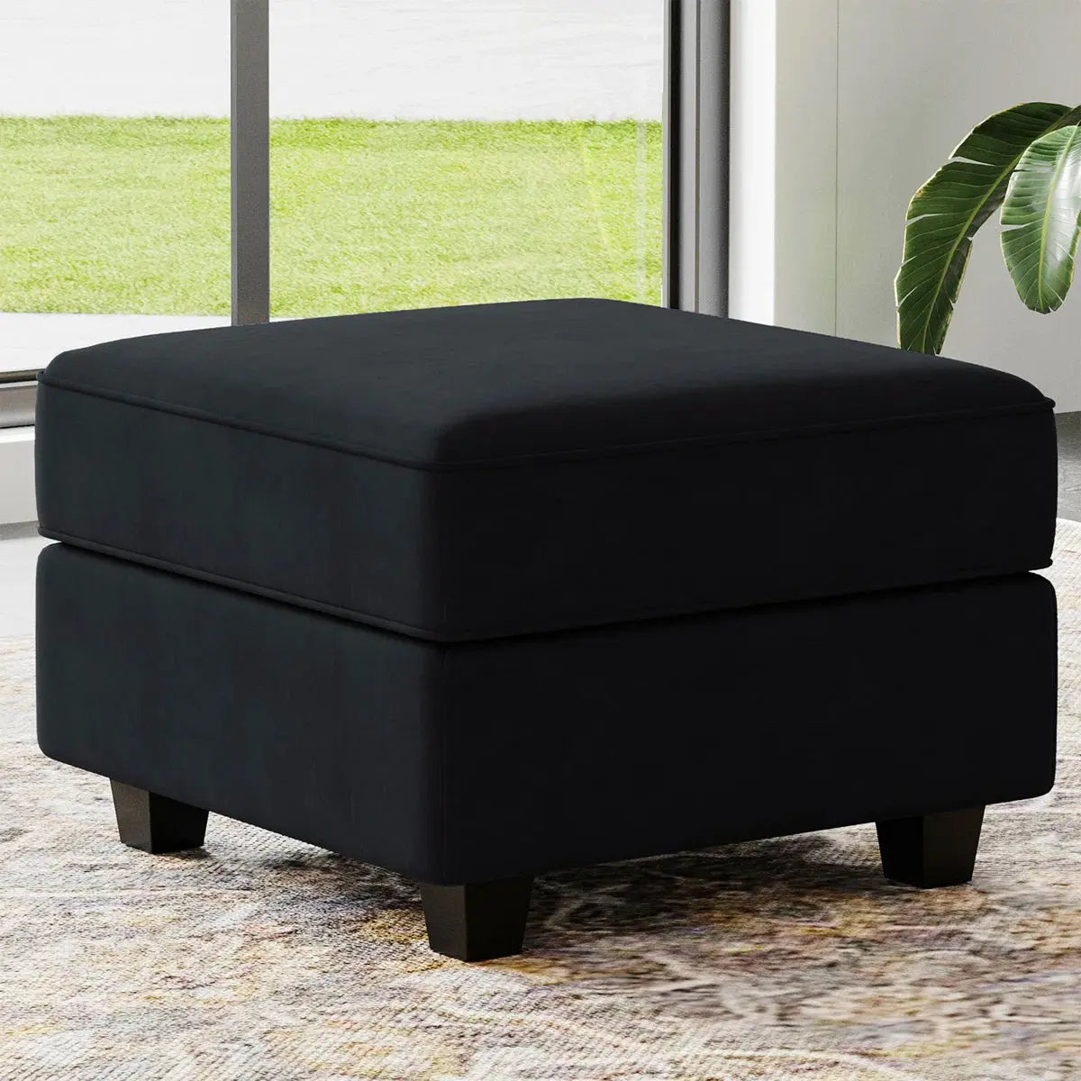 26" Black Microsuede Storage Ottoman Homeroots Living Room