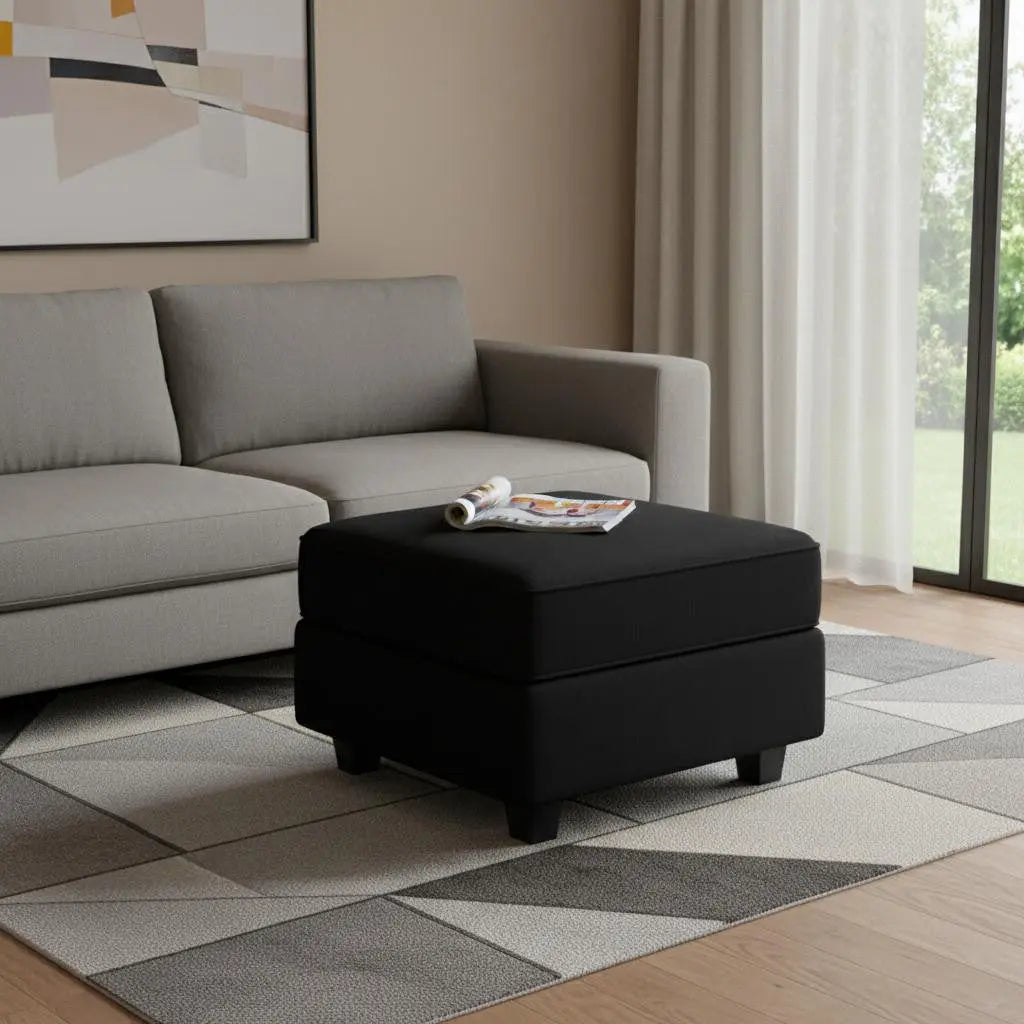 26" Black Microsuede Storage Ottoman Homeroots Living Room