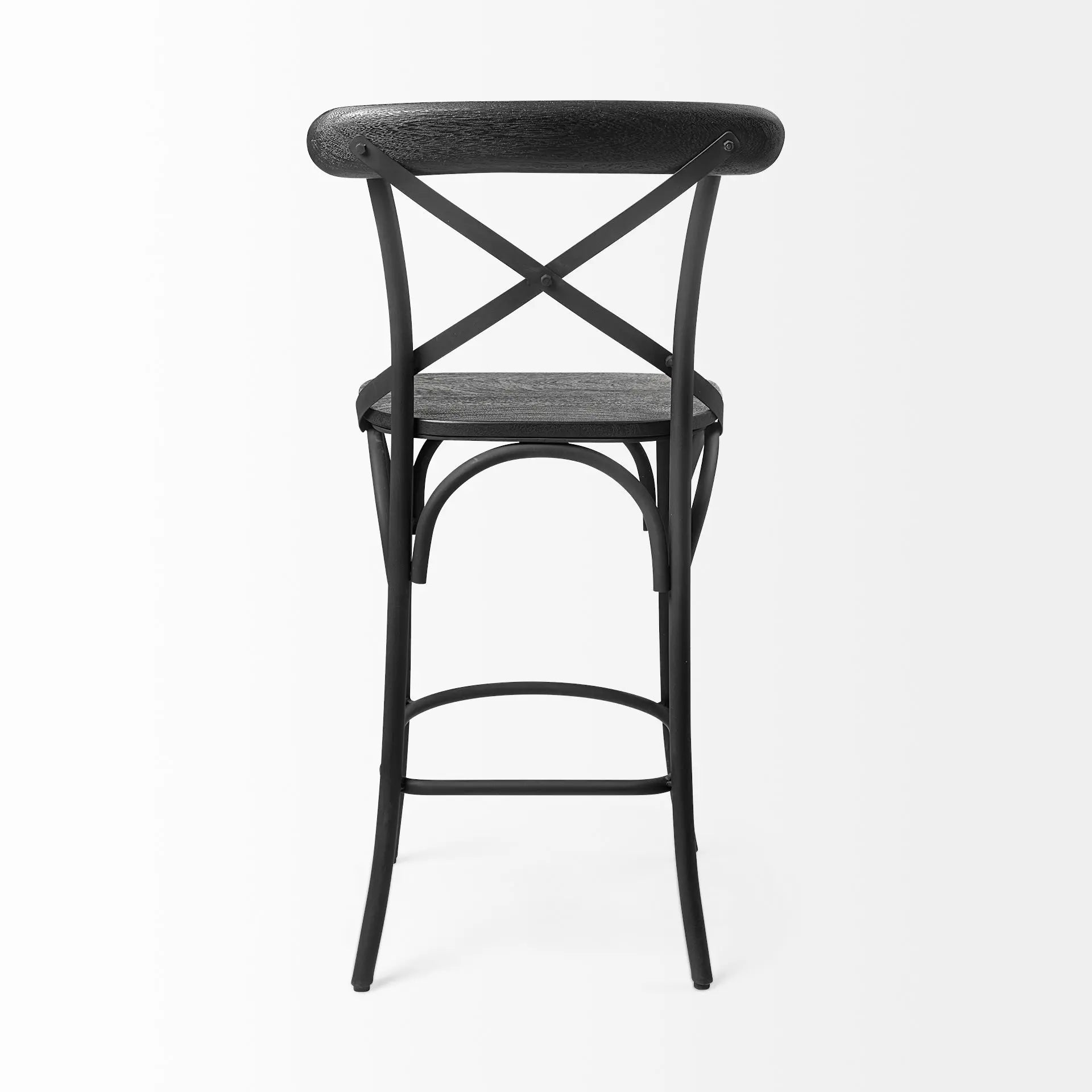 26" Black Solid Wood and Iron Counter Height Bar Chair Homeroots Living Room