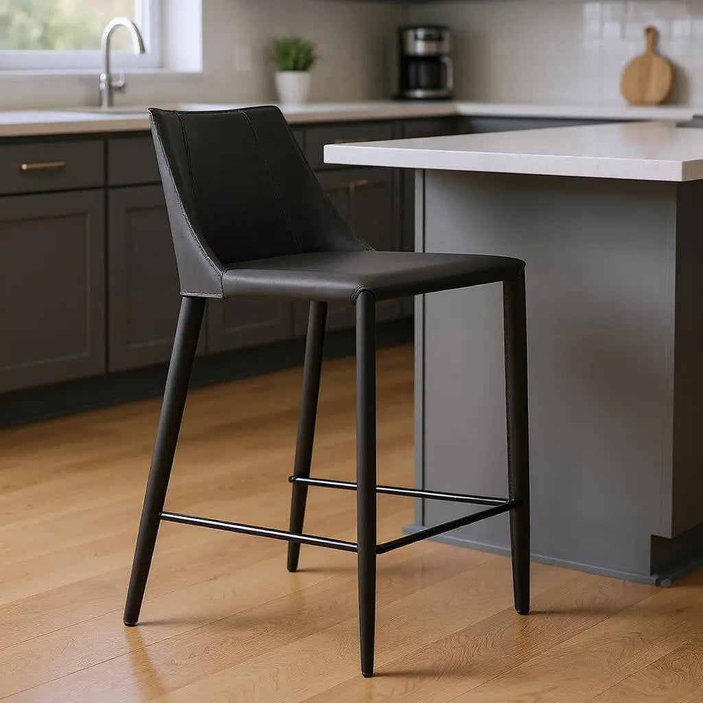 26" Black Steel Low Back Counter Height Bar Chair Homeroots Living Room