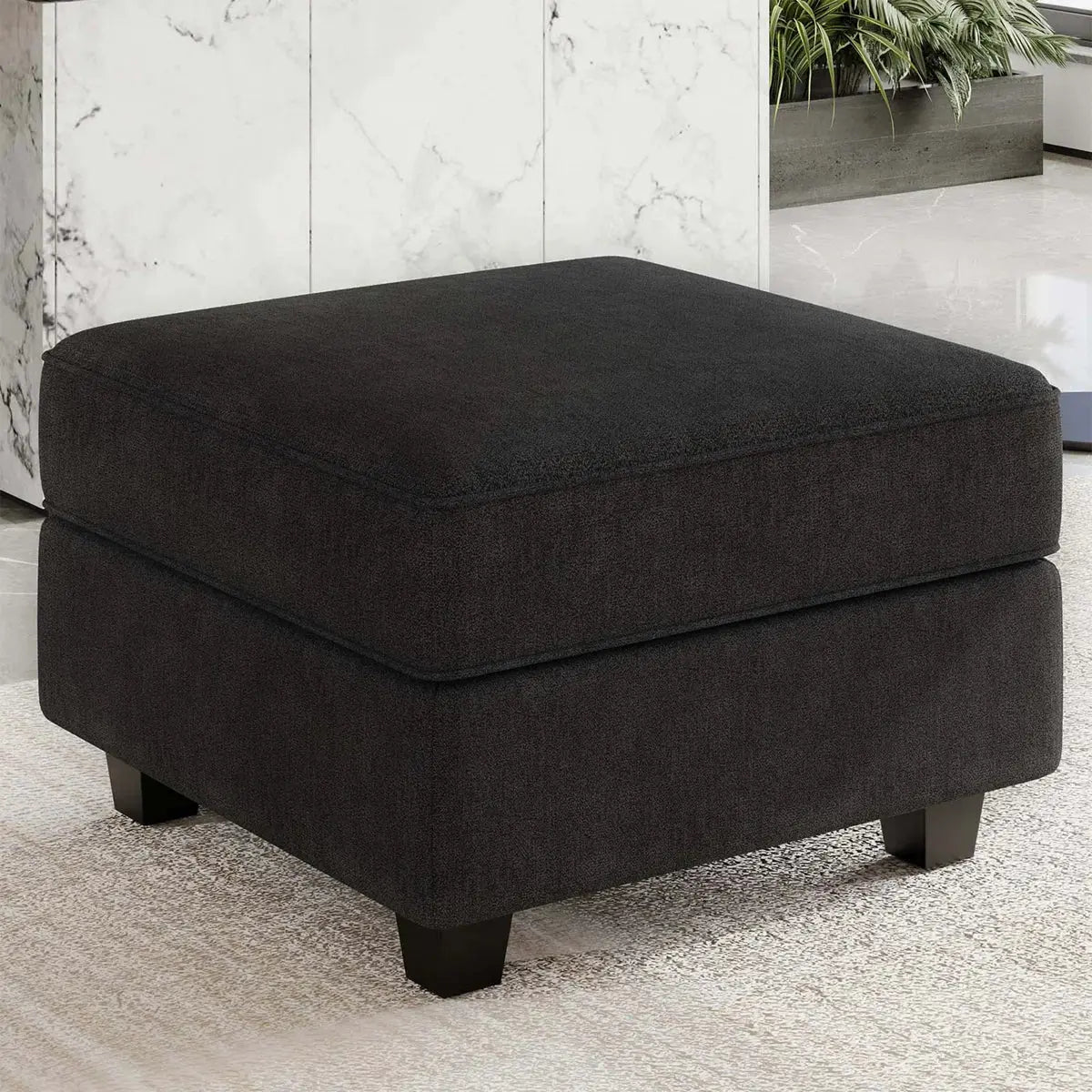 26" Black Velvet Storage Ottoman Homeroots Living Room