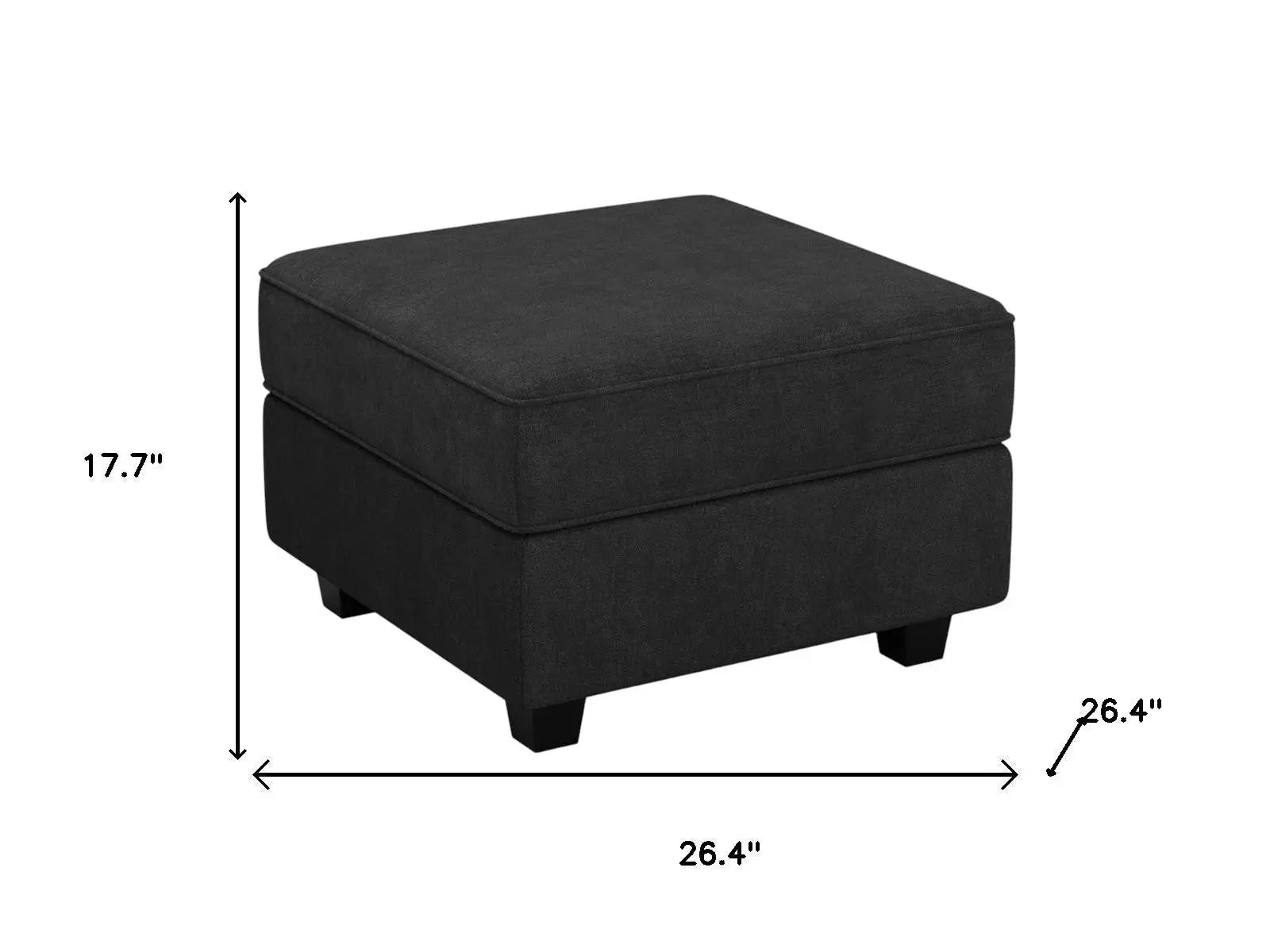 26" Black Velvet Storage Ottoman Homeroots Living Room