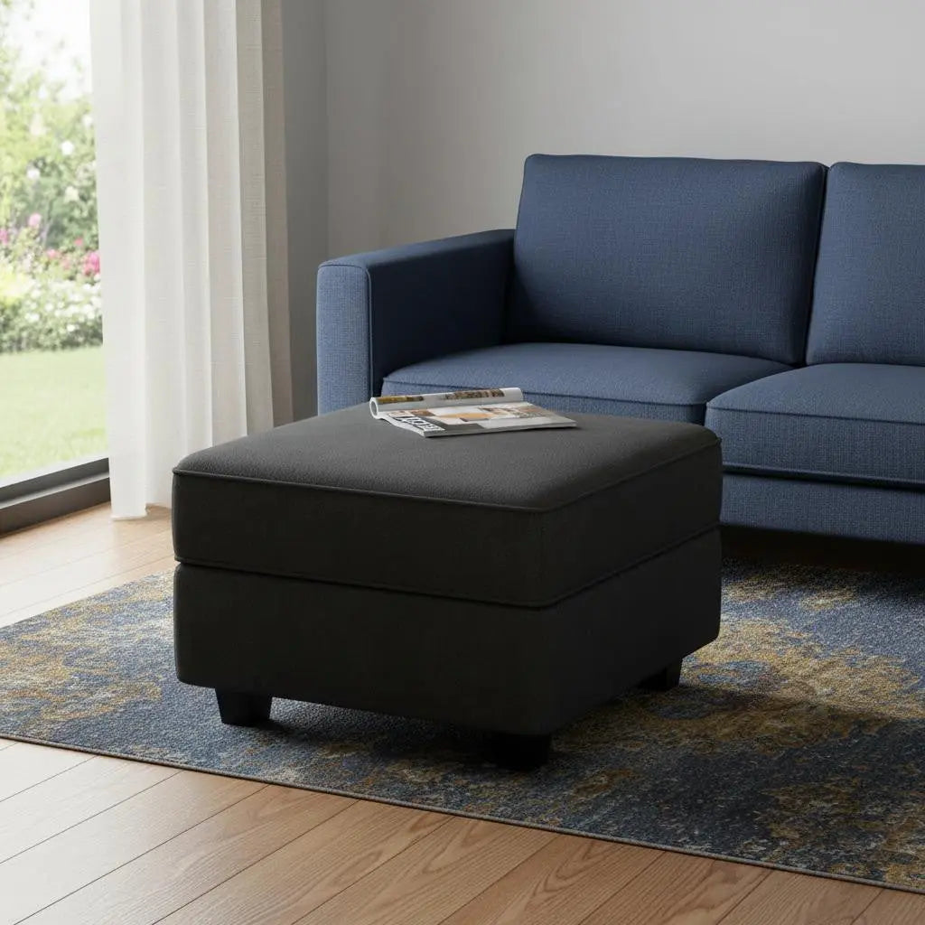26" Black Velvet Storage Ottoman Homeroots Living Room