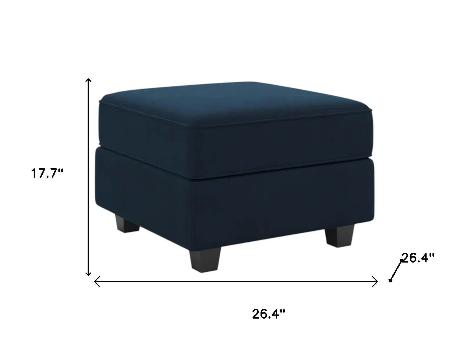 26" Blue and Black Microsuede Storage Ottoman Homeroots Living Room