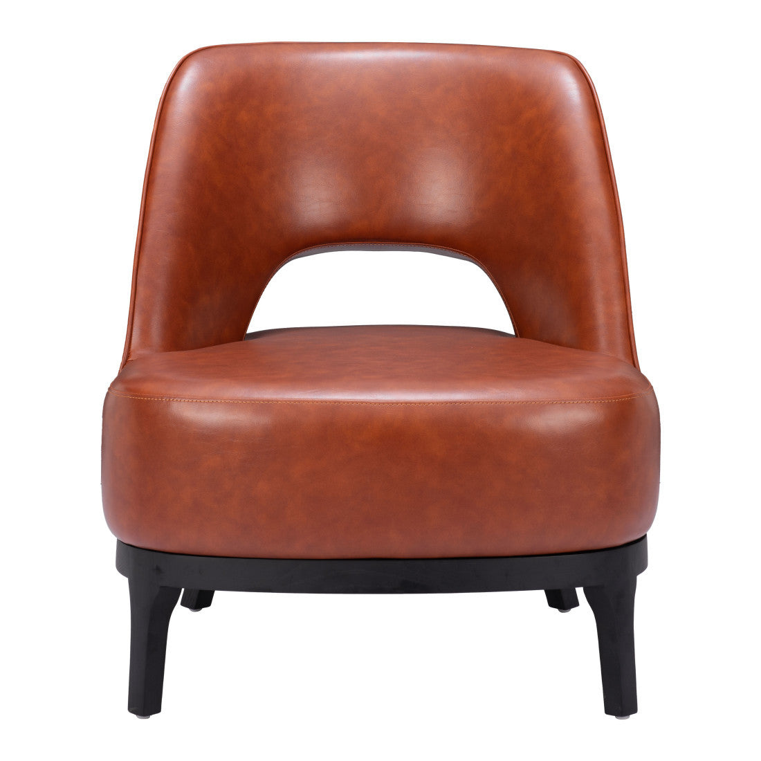 26" Brown And Black Faux Leather And Faux Leather Lounge Chair Homeroots Living Room