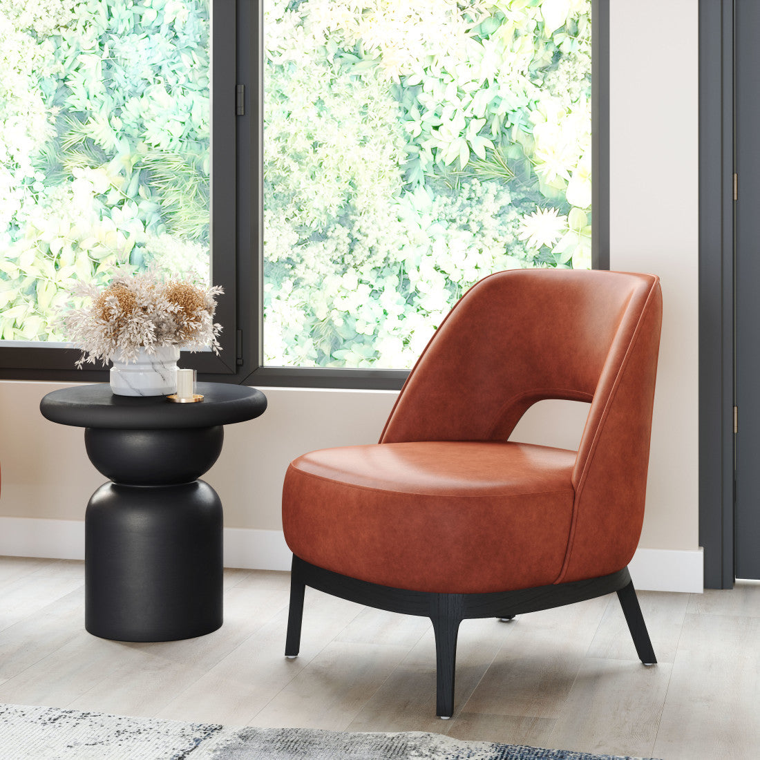 26" Brown And Black Faux Leather And Faux Leather Lounge Chair Homeroots Living Room