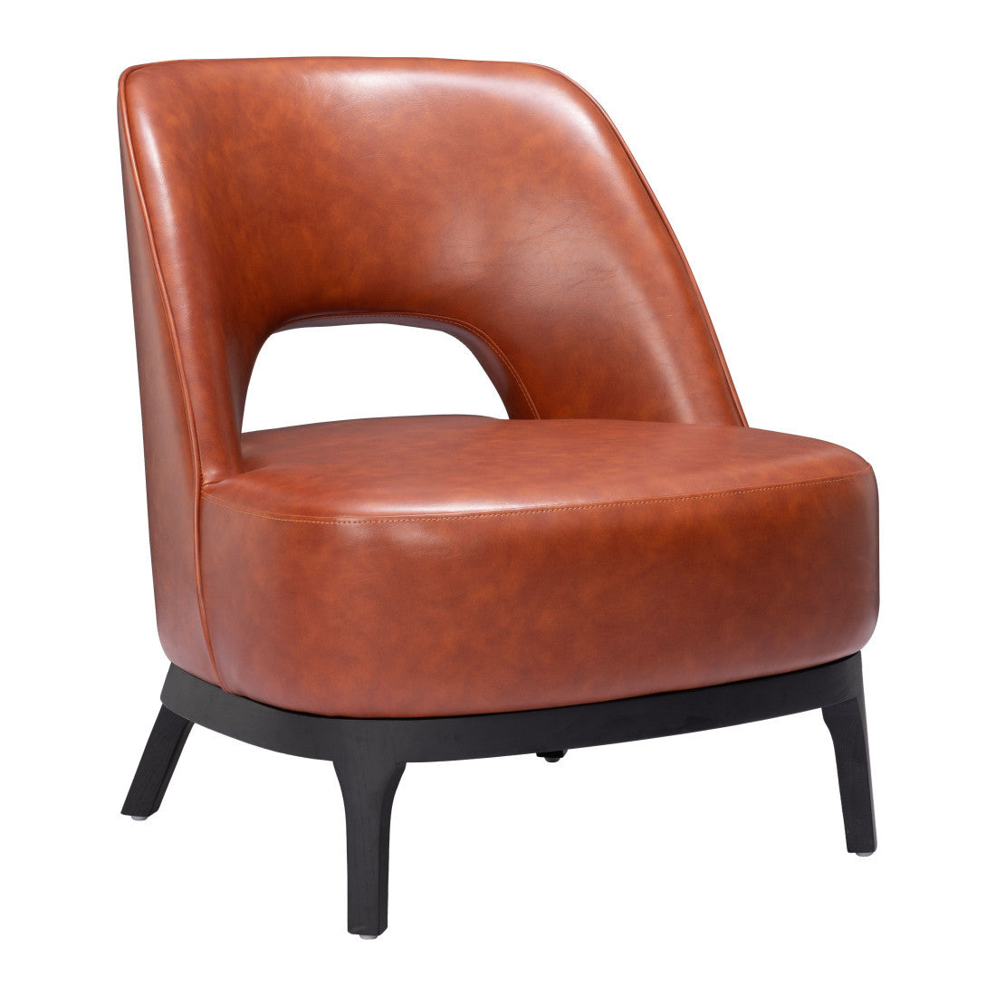26" Brown And Black Faux Leather And Faux Leather Lounge Chair Homeroots Living Room