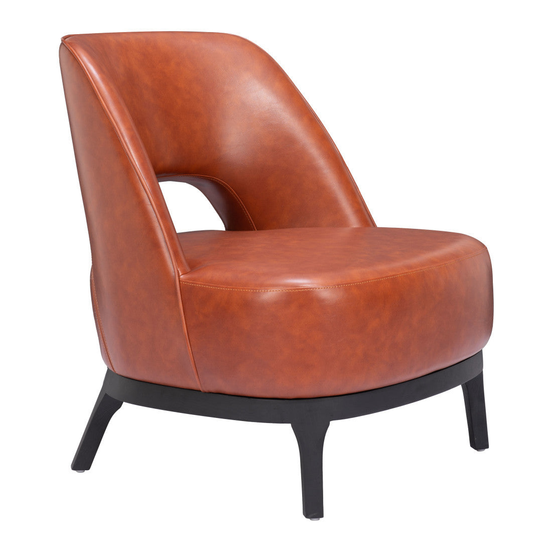 26" Brown And Black Faux Leather And Faux Leather Lounge Chair Homeroots Living Room