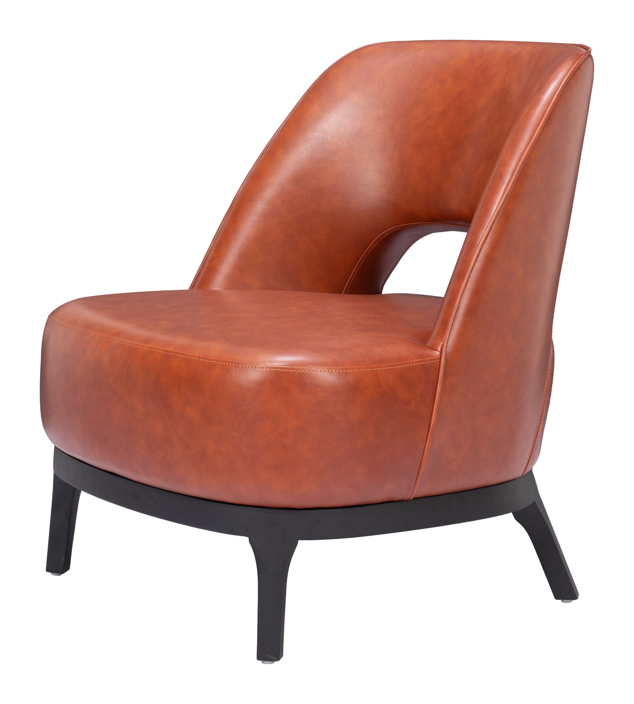 26" Brown And Black Faux Leather And Faux Leather Lounge Chair Homeroots Living Room