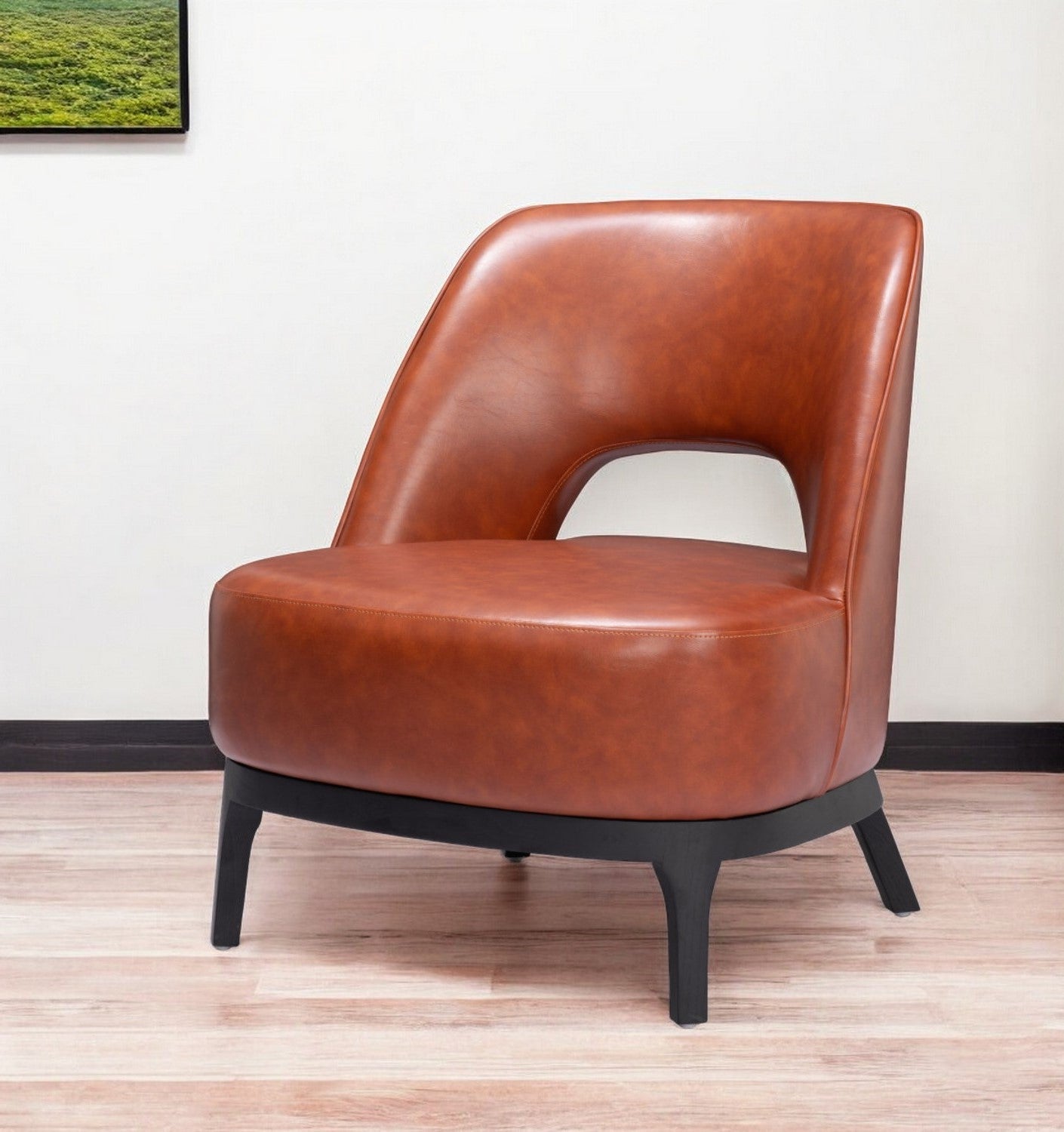 26" Brown And Black Faux Leather And Faux Leather Lounge Chair Homeroots Living Room