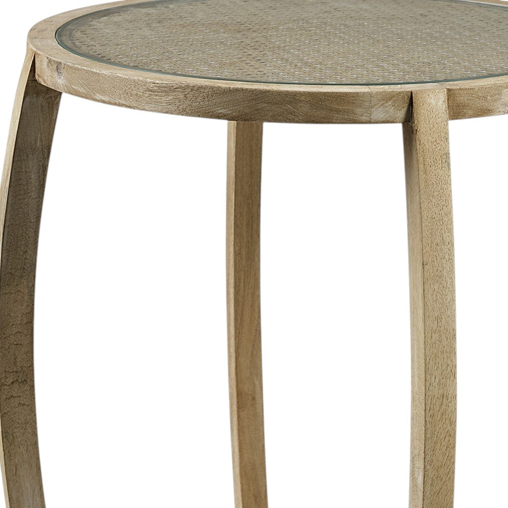 26" Brown And Clear Glass Round End Table - GreatEagleInc