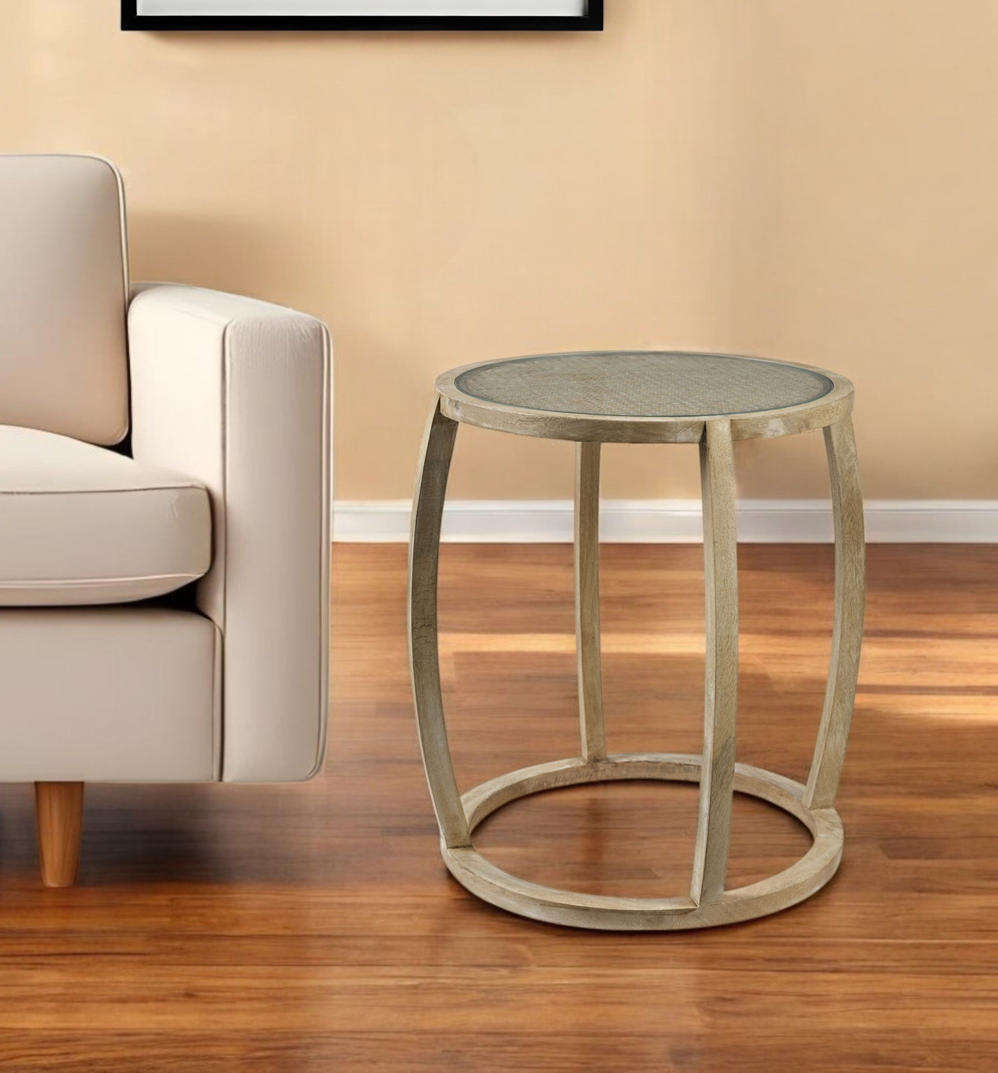 26" Brown And Clear Glass Round End Table - GreatEagleInc