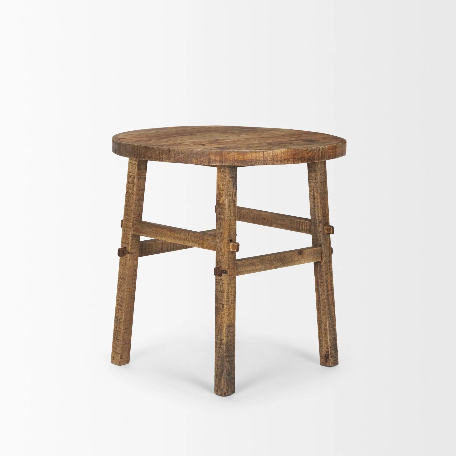 26" Brown Distressed Solid Wood End Table Homeroots Living Room
