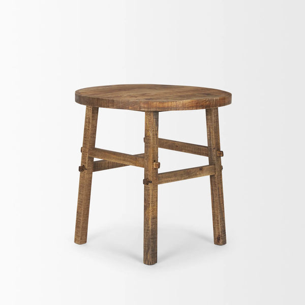 26" Brown Distressed Solid Wood End Table Homeroots Living Room