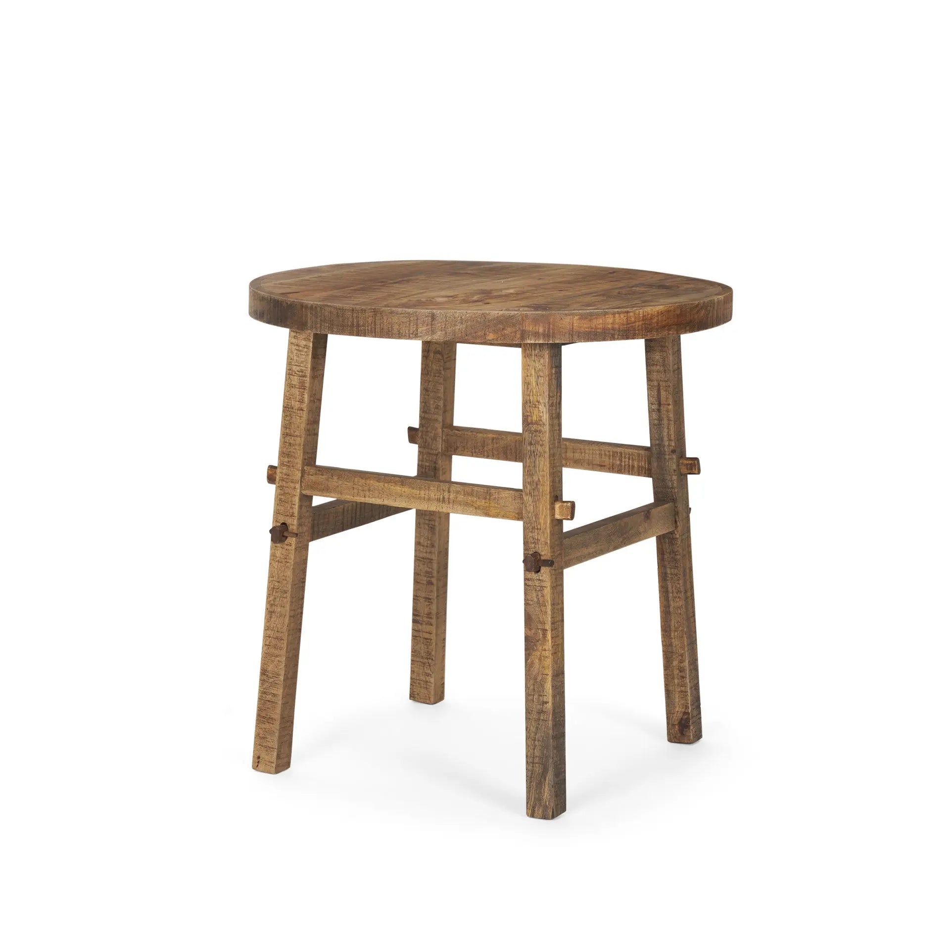 26" Brown Distressed Solid Wood End Table Homeroots Living Room