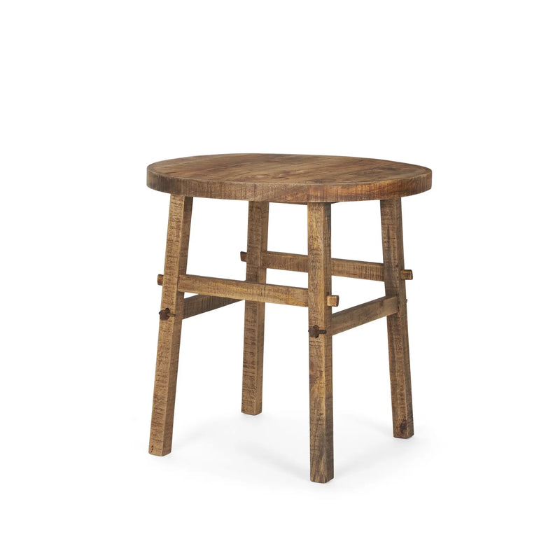 26" Brown Distressed Solid Wood End Table Homeroots Living Room