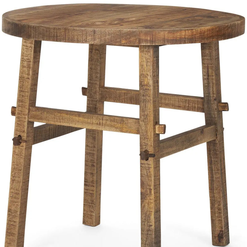26" Brown Distressed Solid Wood End Table Homeroots Living Room