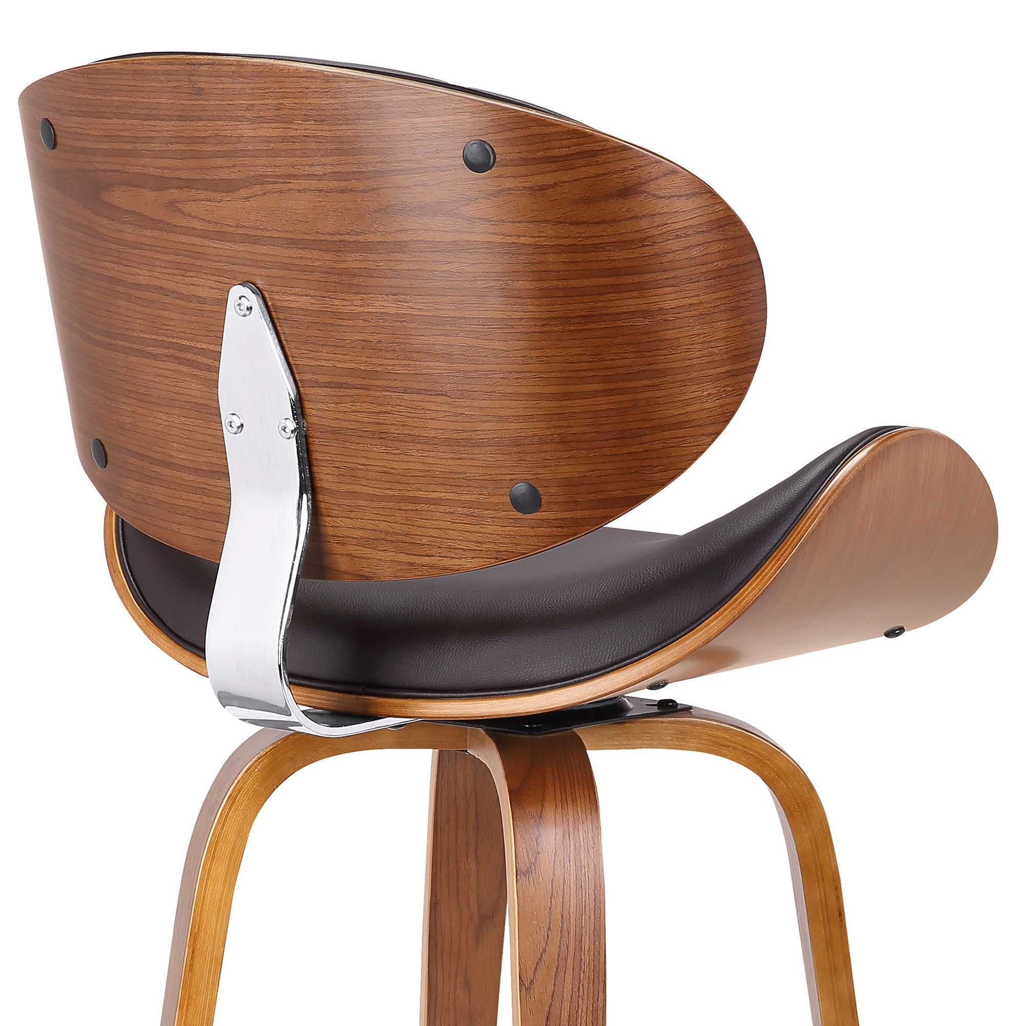 26" Brown Faux Leather And Iron Swivel Low Back Counter Height Bar Chair - GreatEagleInc