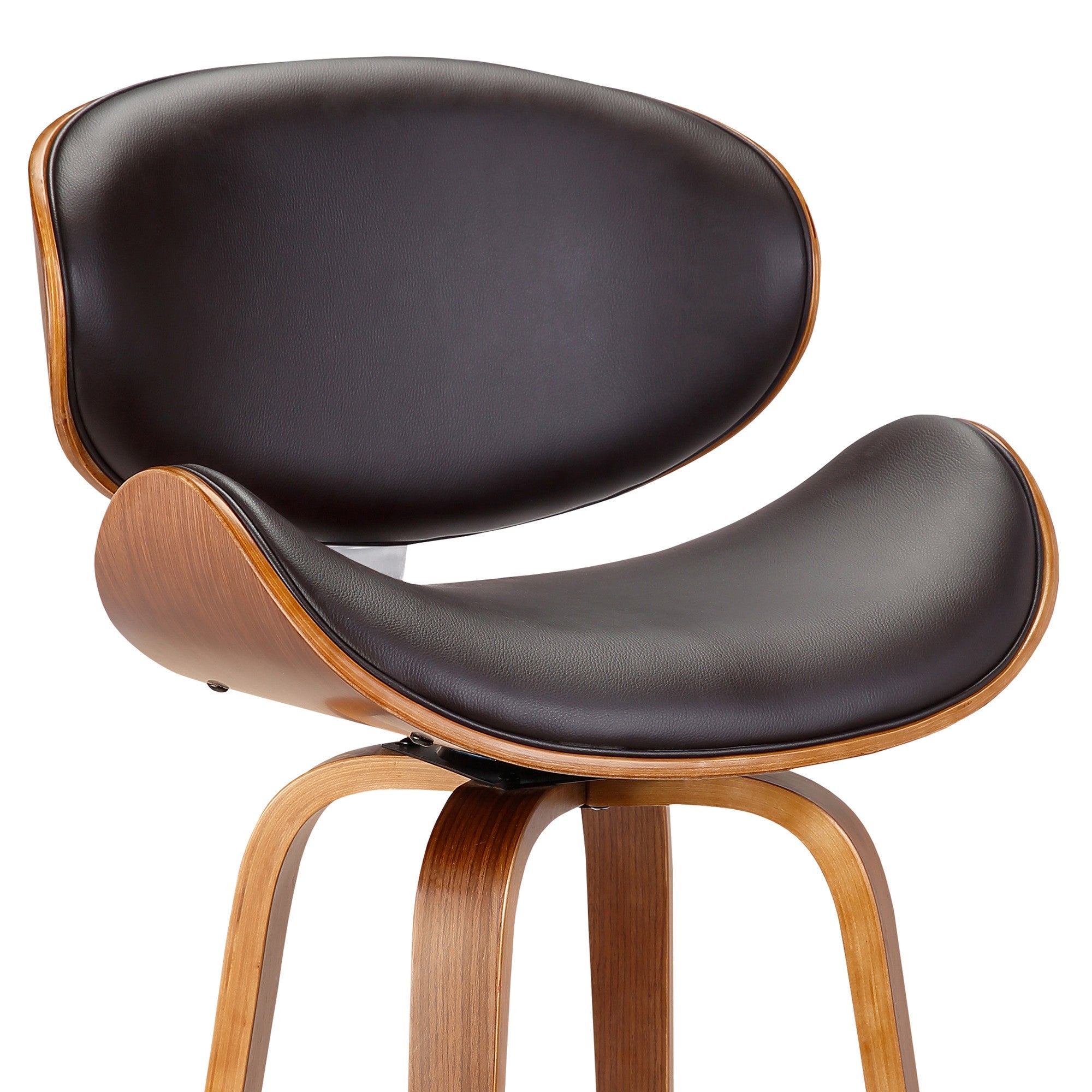 26" Brown Faux Leather And Iron Swivel Low Back Counter Height Bar Chair - GreatEagleInc