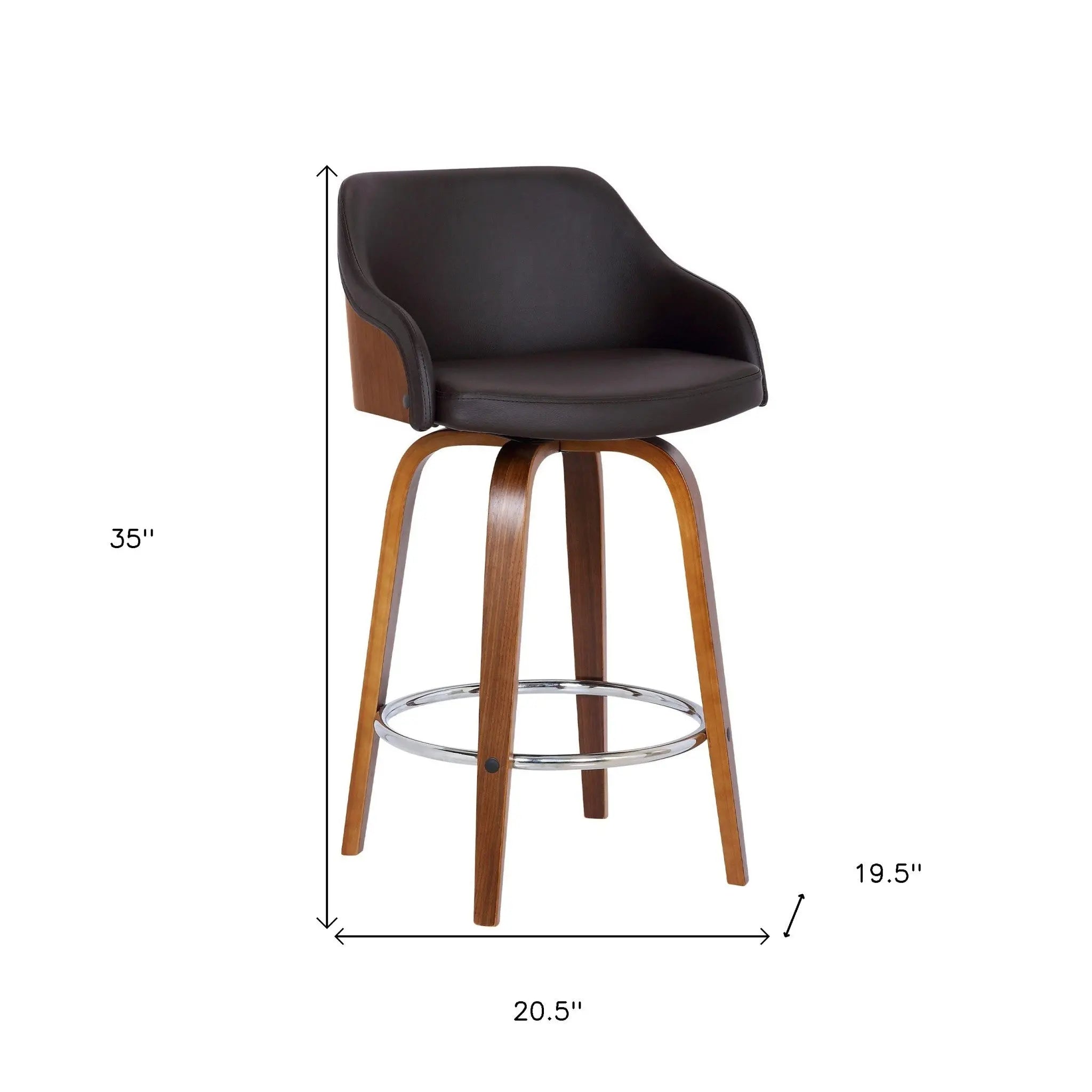 26" Brown Iron Swivel Low Back Counter Height Bar Chair Homeroots Living Room