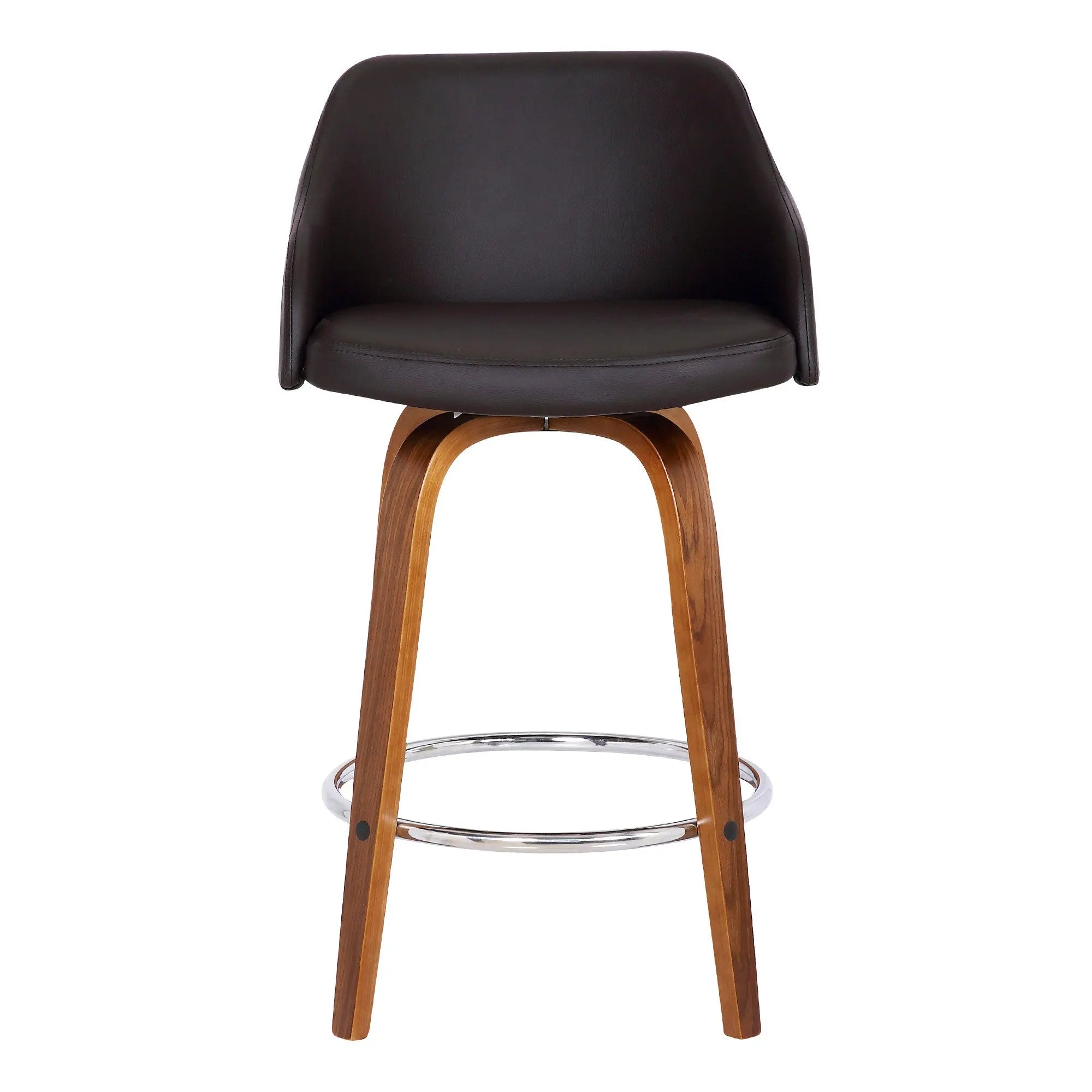 26" Brown Iron Swivel Low Back Counter Height Bar Chair Homeroots Living Room