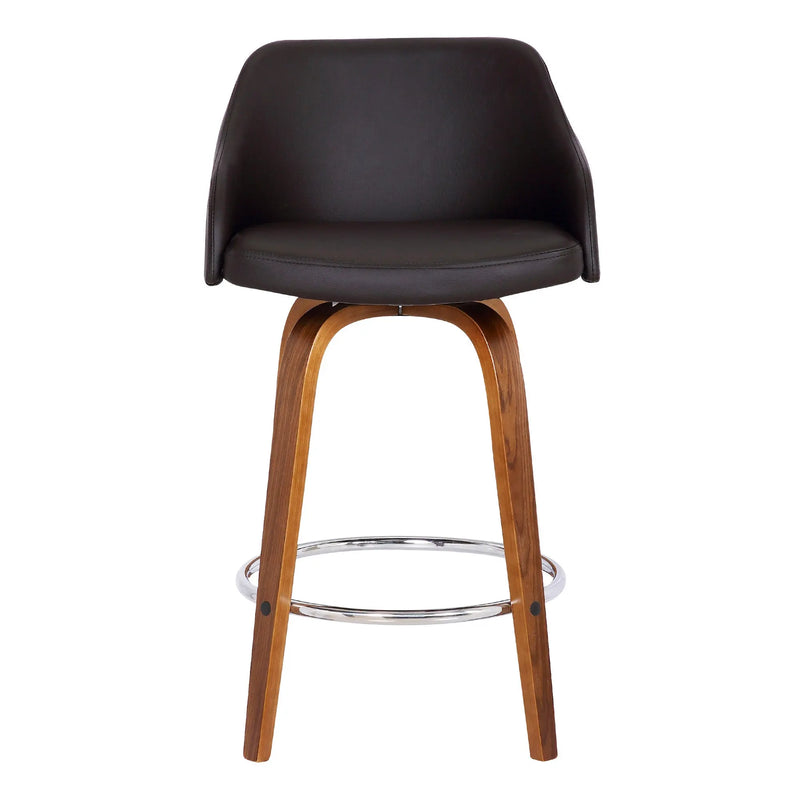 26" Brown Iron Swivel Low Back Counter Height Bar Chair Homeroots Living Room