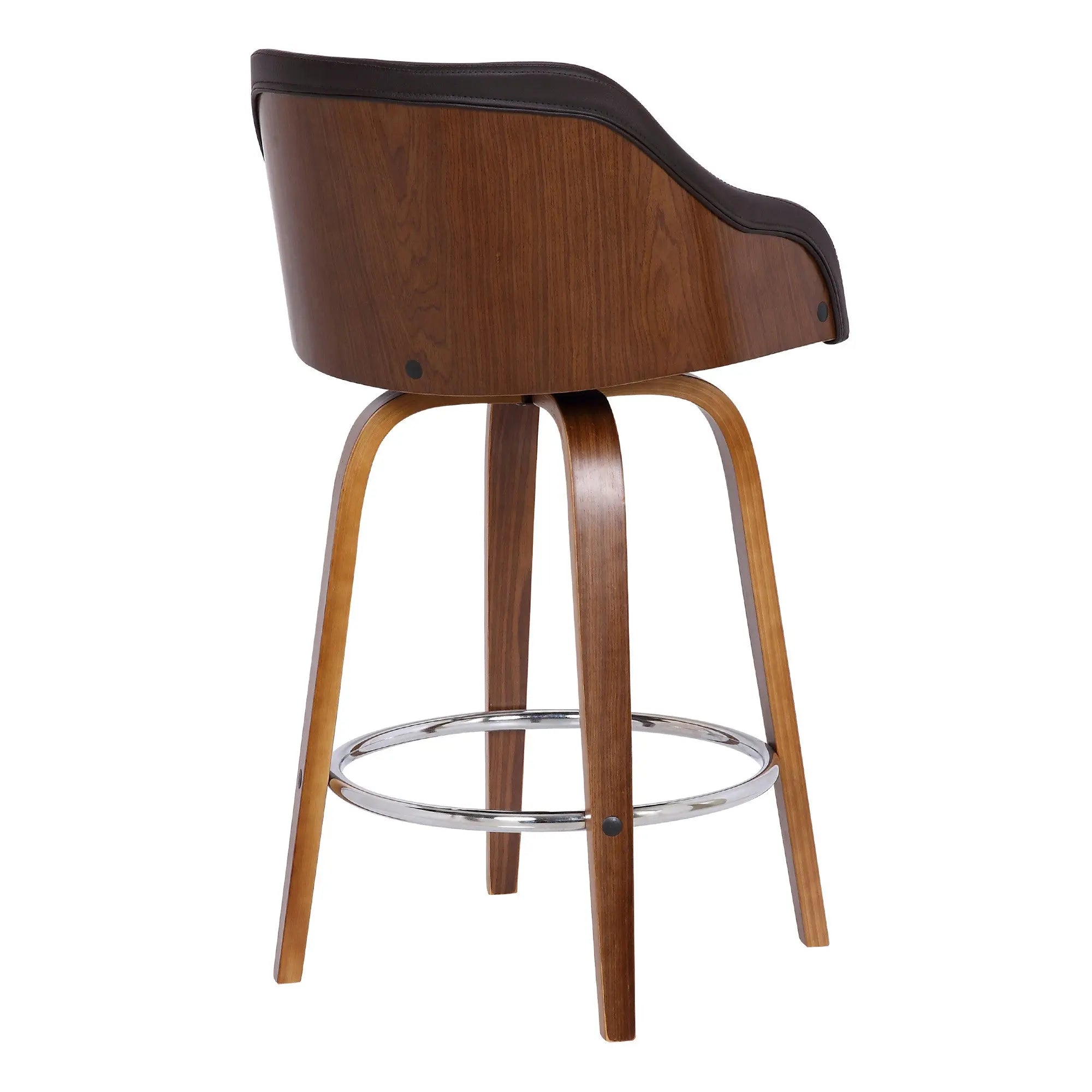 26" Brown Iron Swivel Low Back Counter Height Bar Chair Homeroots Living Room