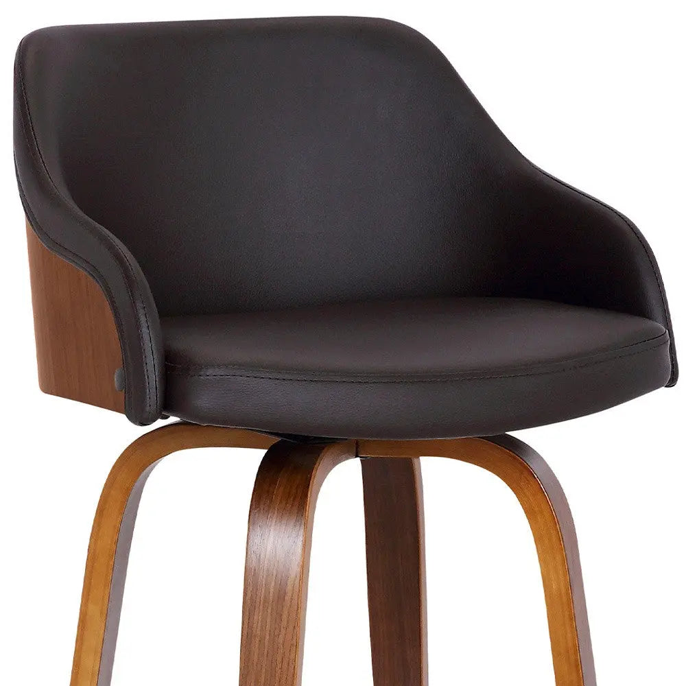 26" Brown Iron Swivel Low Back Counter Height Bar Chair Homeroots Living Room