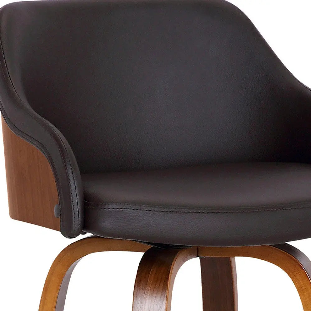 26" Brown Iron Swivel Low Back Counter Height Bar Chair Homeroots Living Room