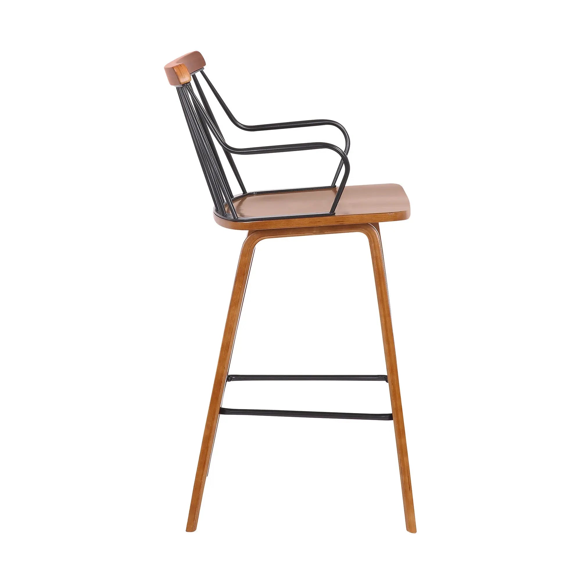 26" Brown Manufactured Wood and Iron Counter Height Bar Chair Homeroots Living Room