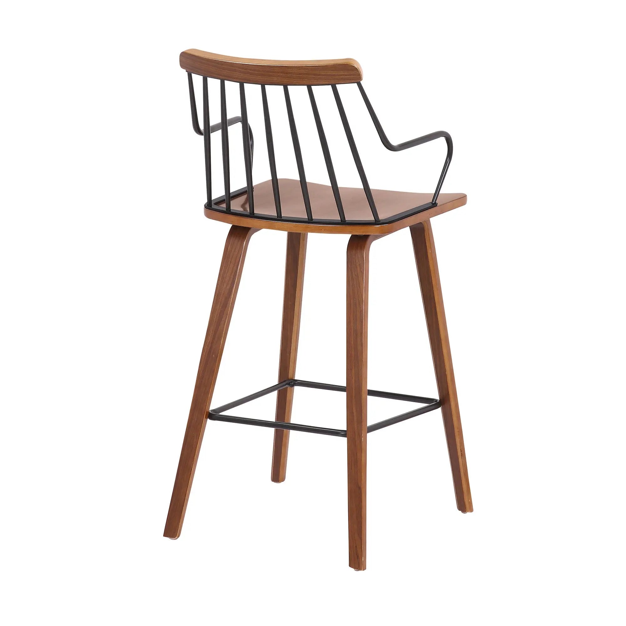 26" Brown Manufactured Wood and Iron Counter Height Bar Chair Homeroots Living Room