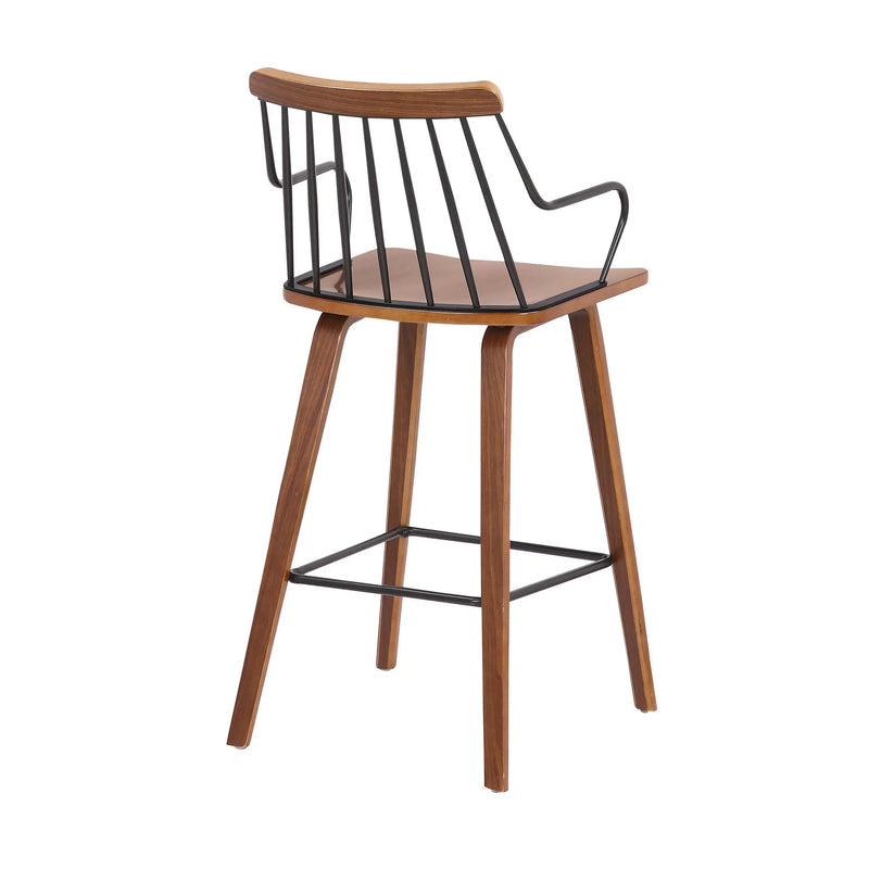 26" Brown Manufactured Wood and Iron Counter Height Bar Chair Homeroots Living Room