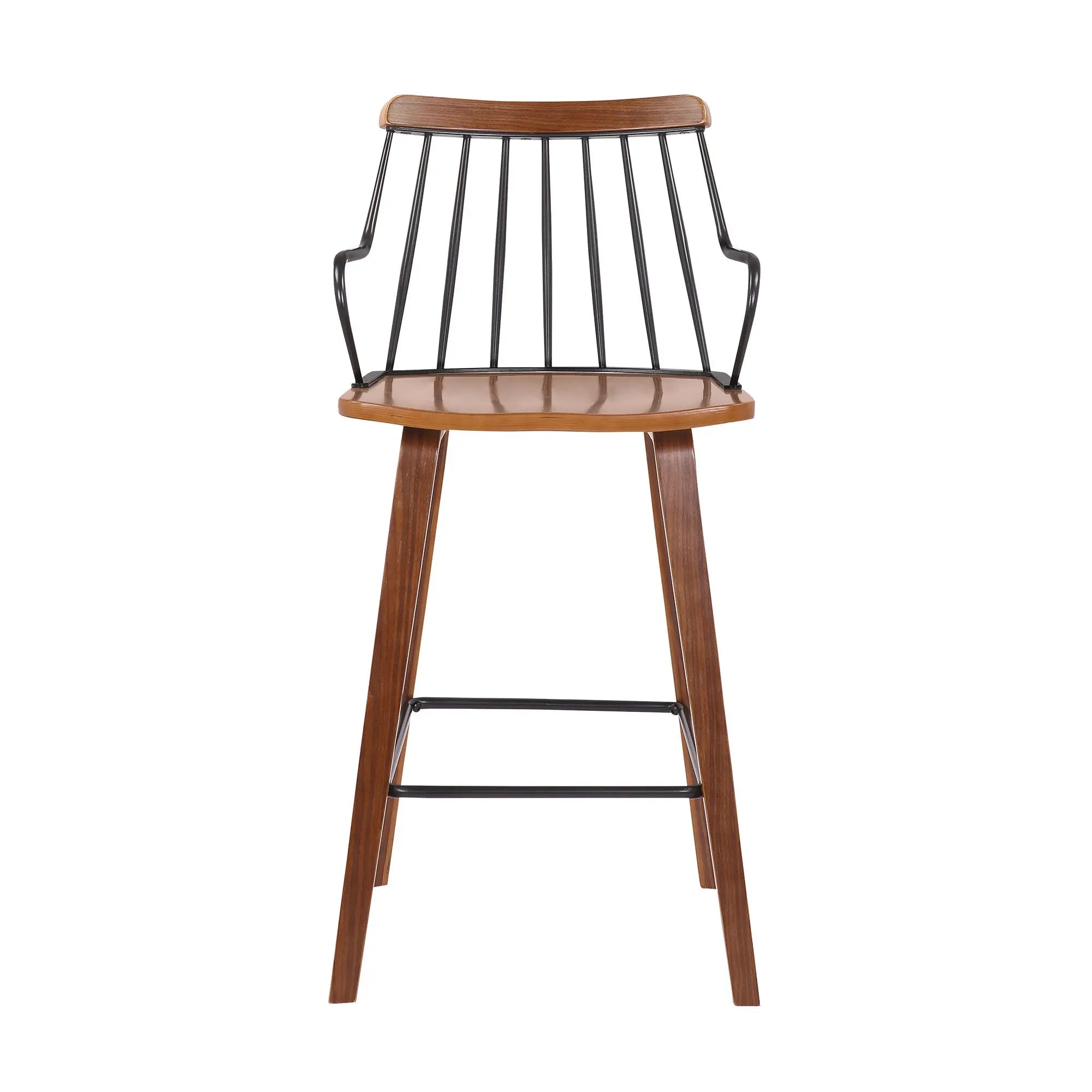 26" Brown Manufactured Wood and Iron Counter Height Bar Chair Homeroots Living Room