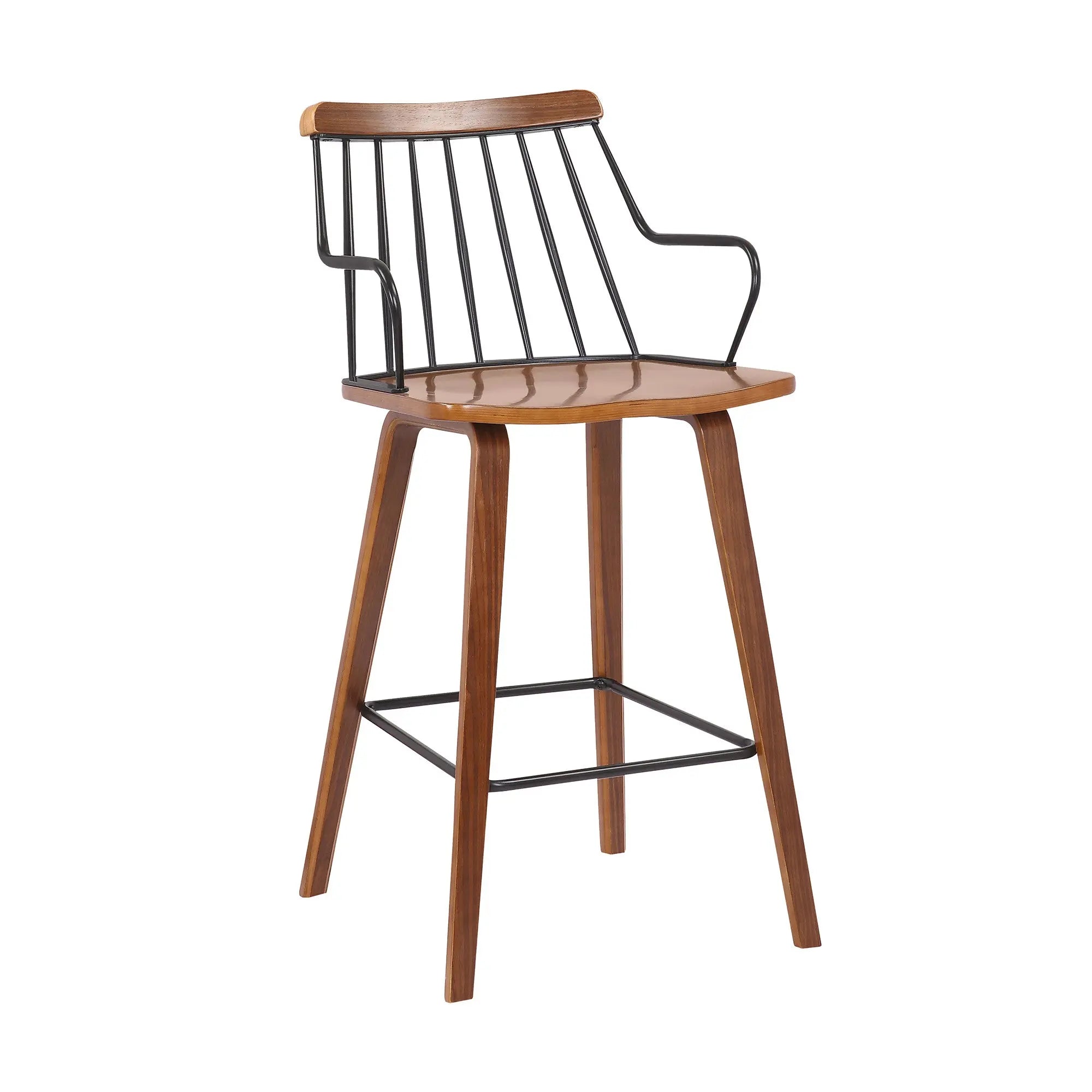 26" Brown Manufactured Wood and Iron Counter Height Bar Chair Homeroots Living Room