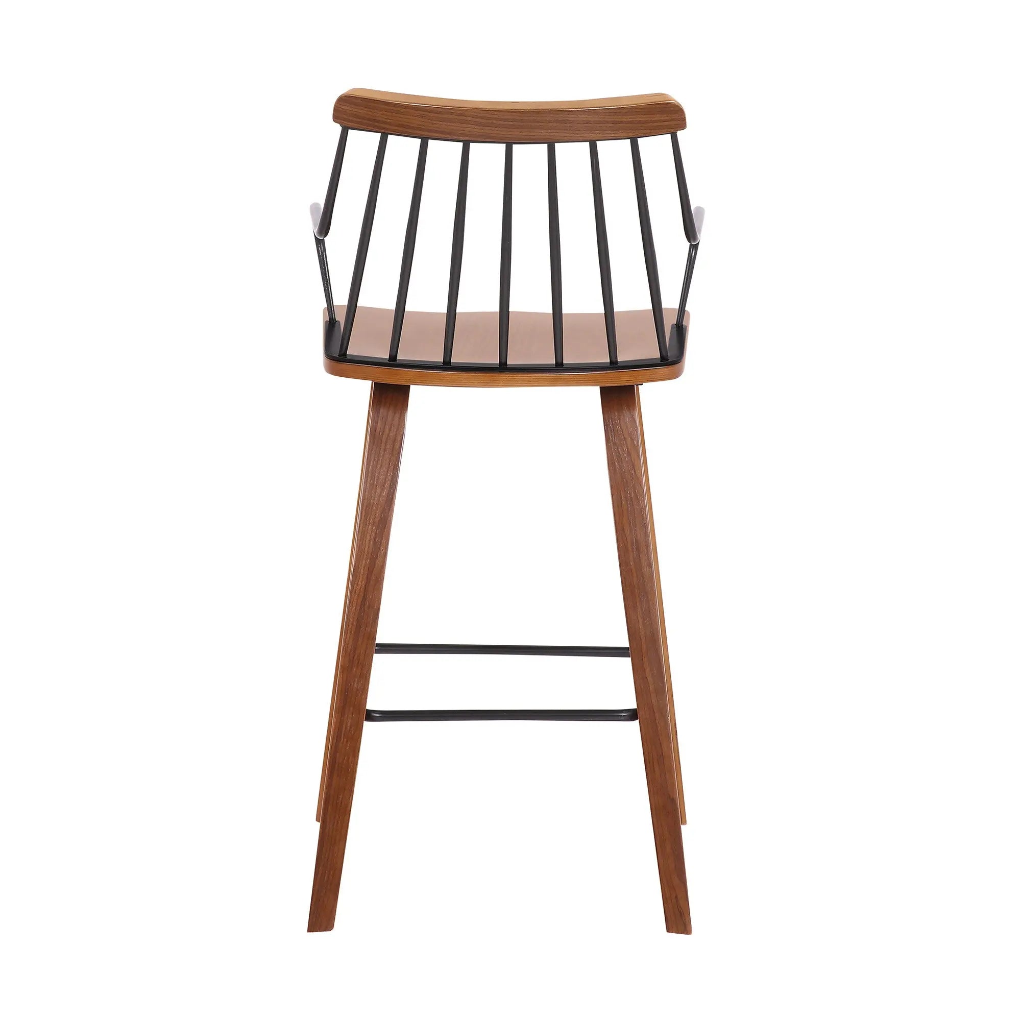 26" Brown Manufactured Wood and Iron Counter Height Bar Chair Homeroots Living Room