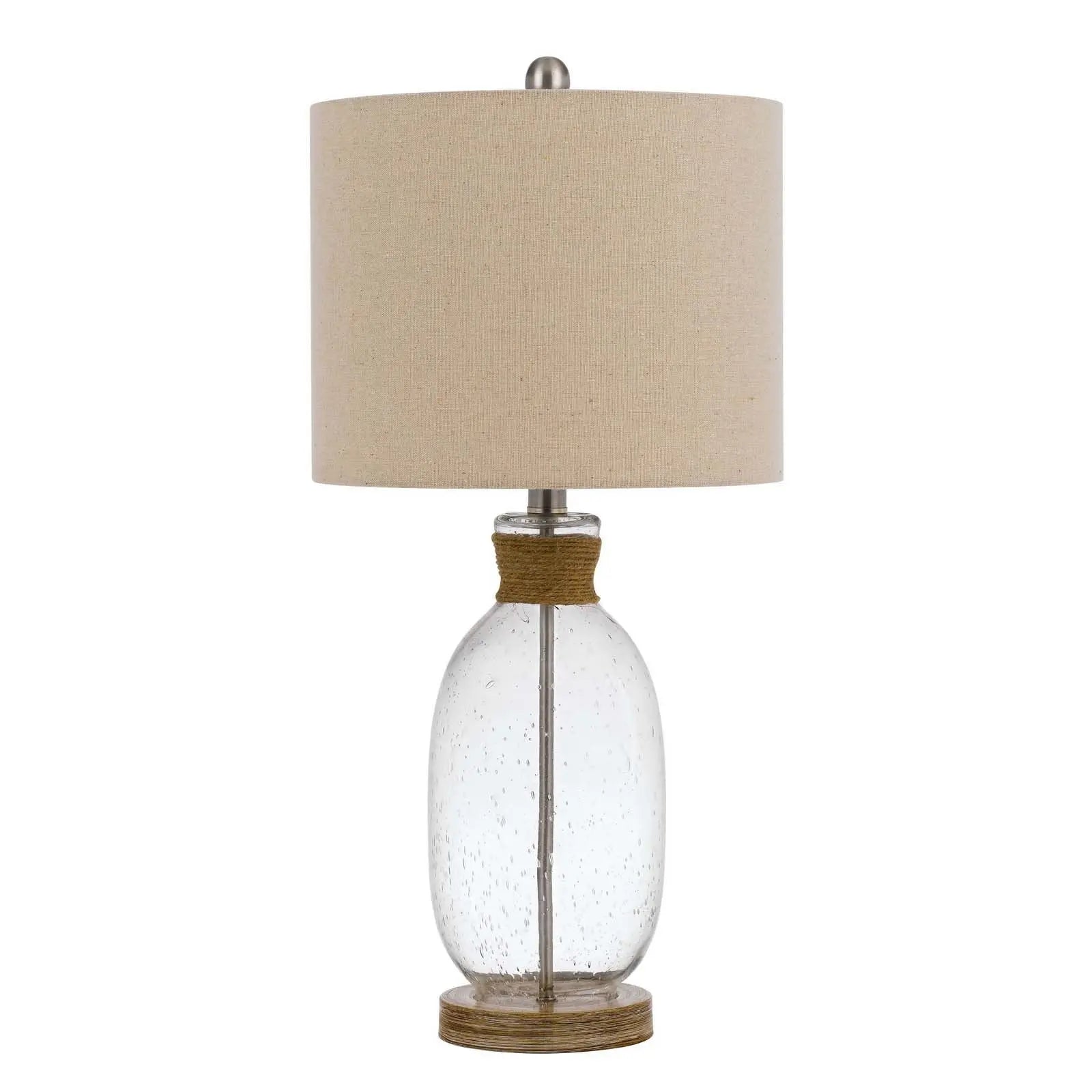 26" Brown Mason Jar Table Lamp With Brown Drum Shade Homeroots Lighting