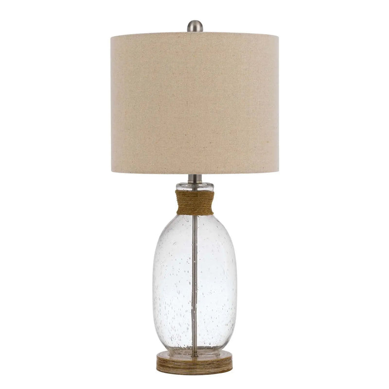 26" Brown Mason Jar Table Lamp With Brown Drum Shade Homeroots Lighting