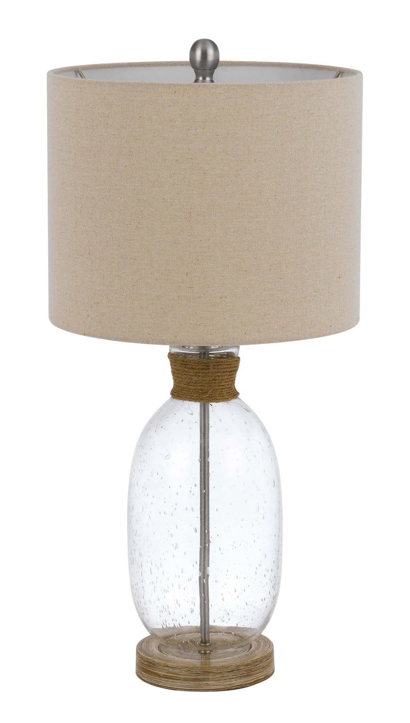 26" Brown Mason Jar Table Lamp With Brown Drum Shade Homeroots Lighting