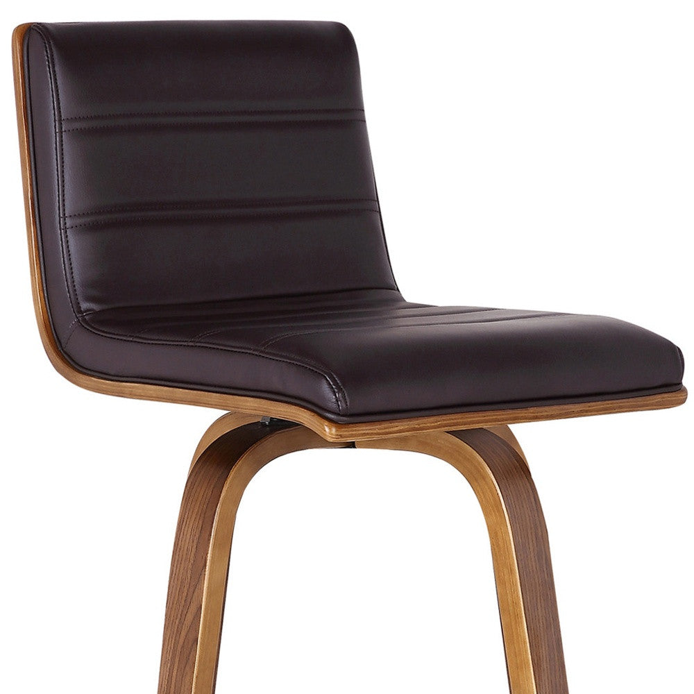 26" Brown Solid Wood Swivel Low Back Counter Height Bar Chair - GreatEagleInc