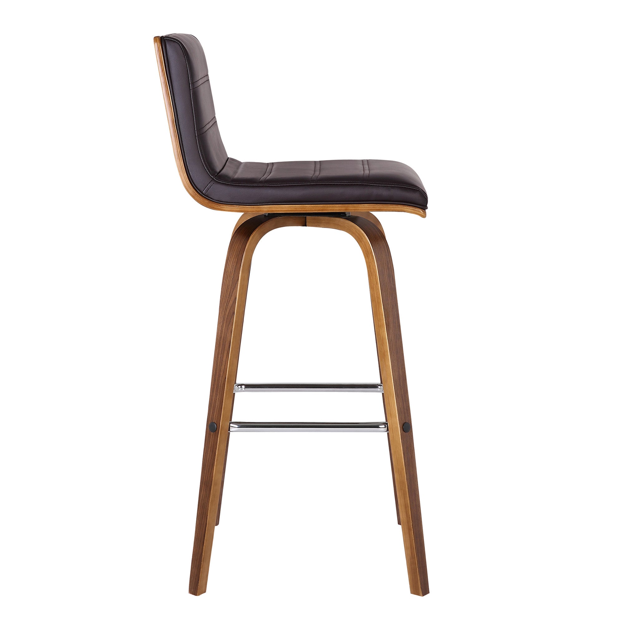 26" Brown Solid Wood Swivel Low Back Counter Height Bar Chair - GreatEagleInc
